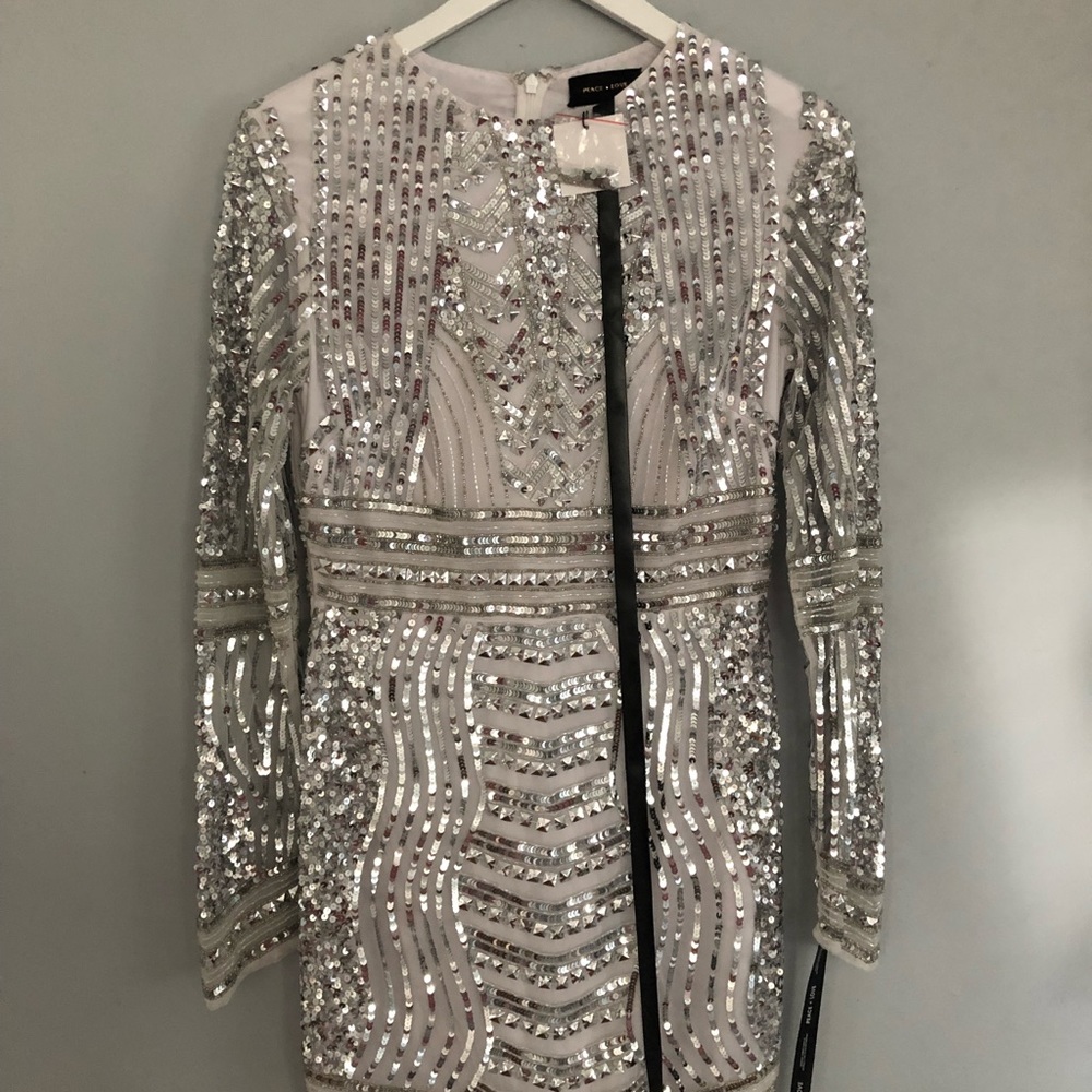 White and Silver Embellished Dress
